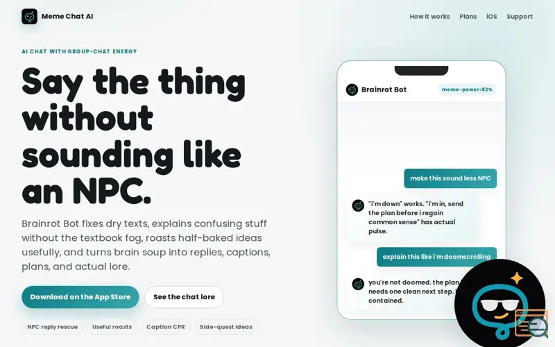Screenshot of MemeChat AI