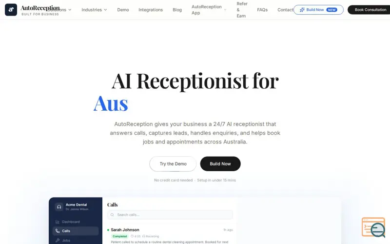 Screenshot of AutoReception
