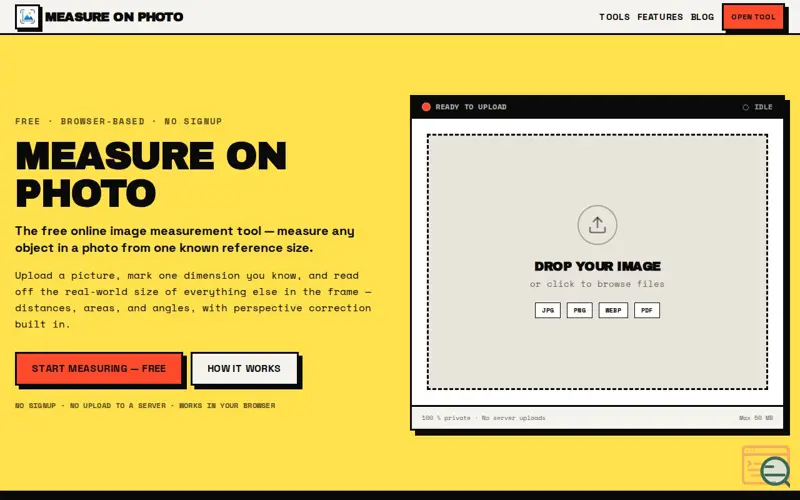 Screenshot of Measure on Photo — Free Online Image Measurement Tool