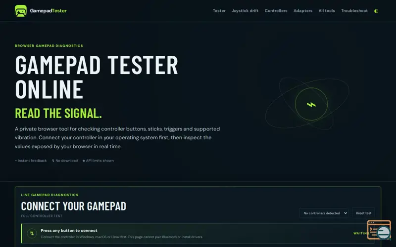 Screenshot of Gamepad Tester