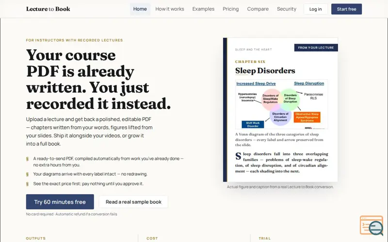 Screenshot of LectureToBook
