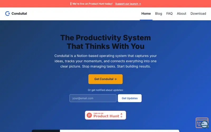 Screenshot of Conduital — GTD meets momentum scoring