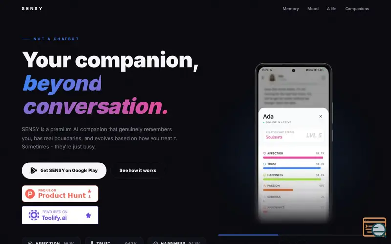 Screenshot of SENSY AI - Real AI Companion
