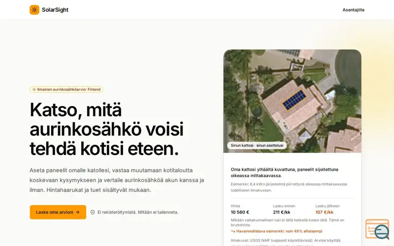 Screenshot of SolarSight