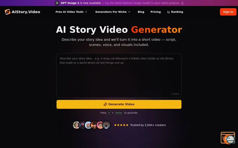 Screenshot of AI Story Video Generator