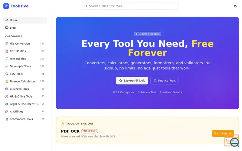 Screenshot of TheToolsHive