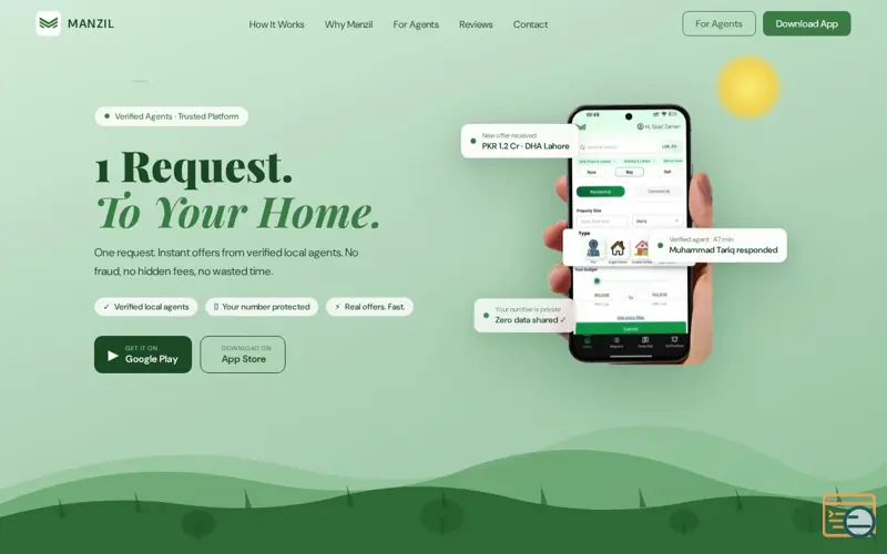 Screenshot of Manzil — 1 Request. To Your Home.