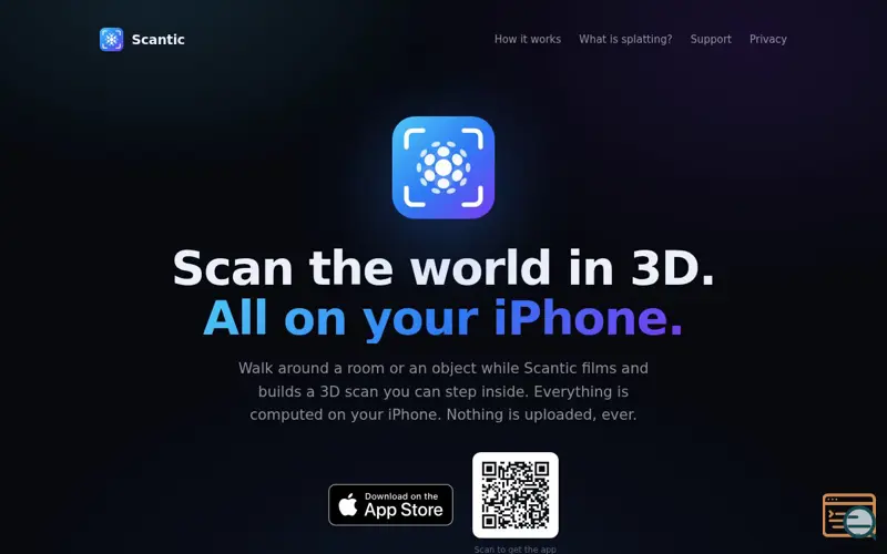 Screenshot of Scantic. Scan the world in 3D, all on your iPhone.