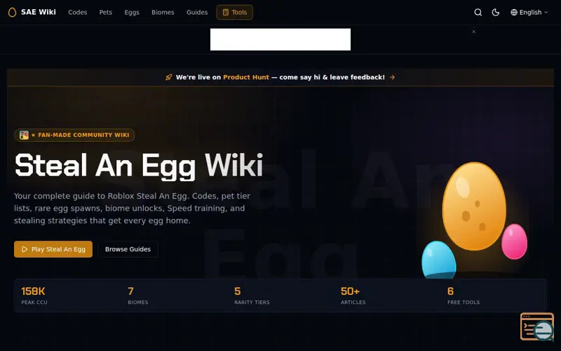 Screenshot of Steal An Egg Wiki
