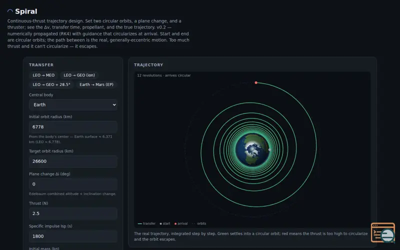 Screenshot of Spiral, a launch using AWS CloudFront