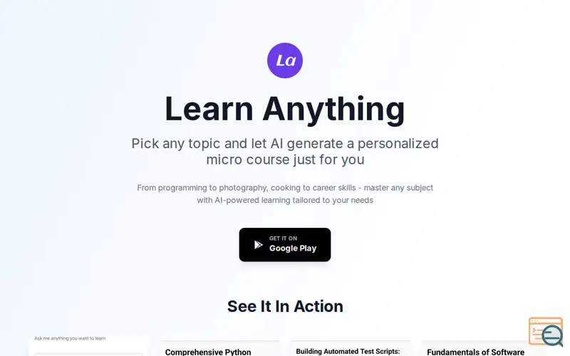 Screenshot of Learn anything