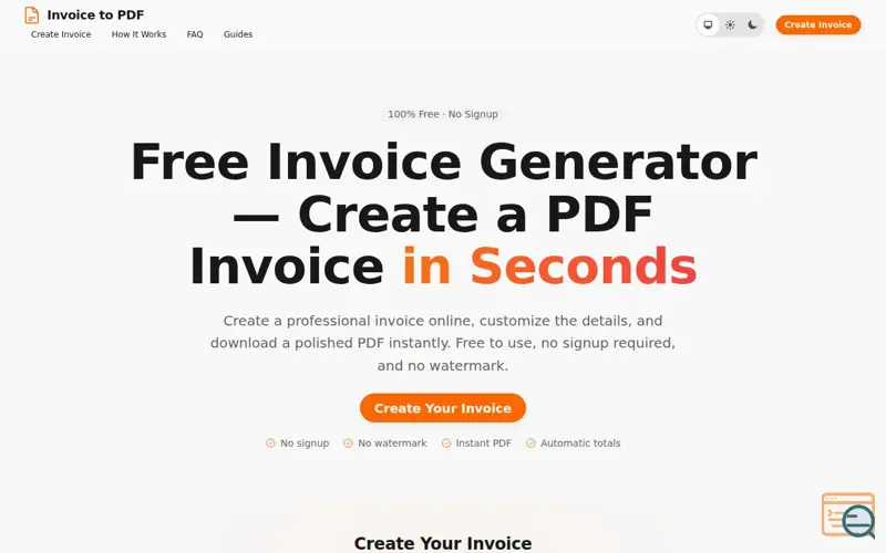 Screenshot of Invoice to PDF