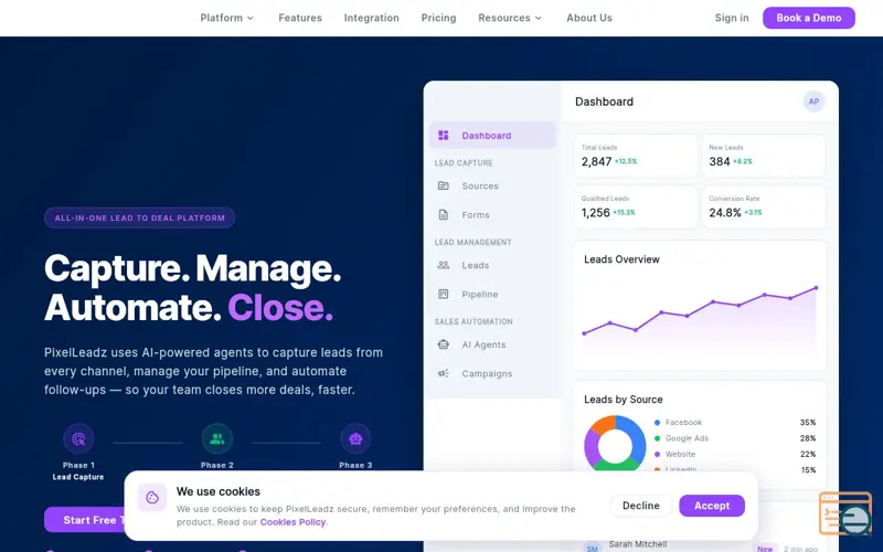 Screenshot of PixelLeadz