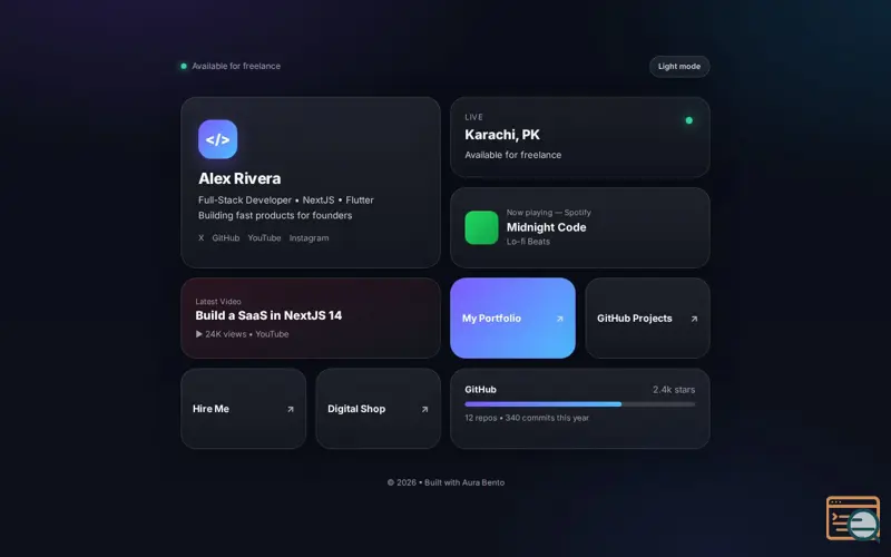 Screenshot of Aura Bento