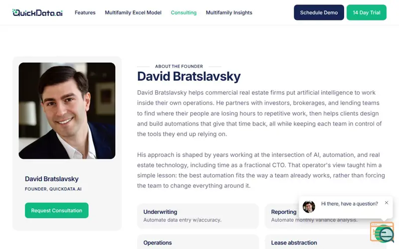 Screenshot of  David Bratslavsky  Real Estate  , a launch using Median Cobrowse