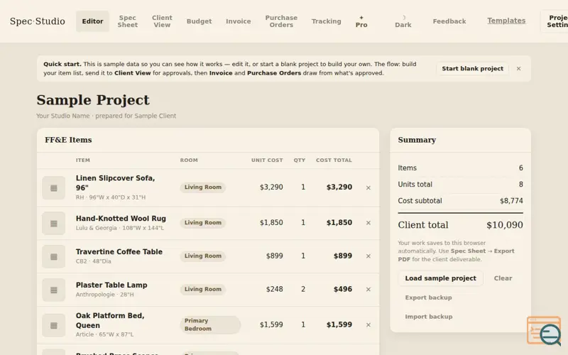Screenshot of Spec·Studio