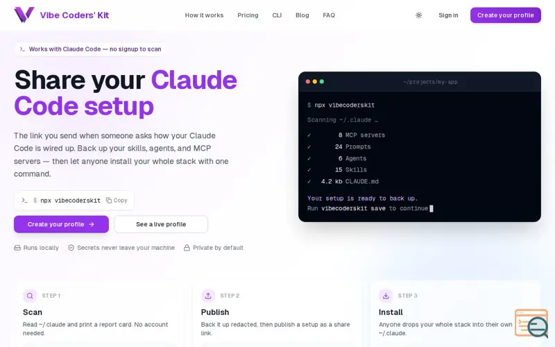 Screenshot of Vibe Coders' Kit