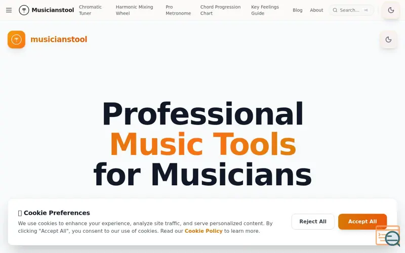 Screenshot of Musicianstool, a launch using Tone.js