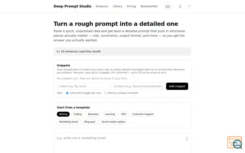 Screenshot of Deep Prompt Studio