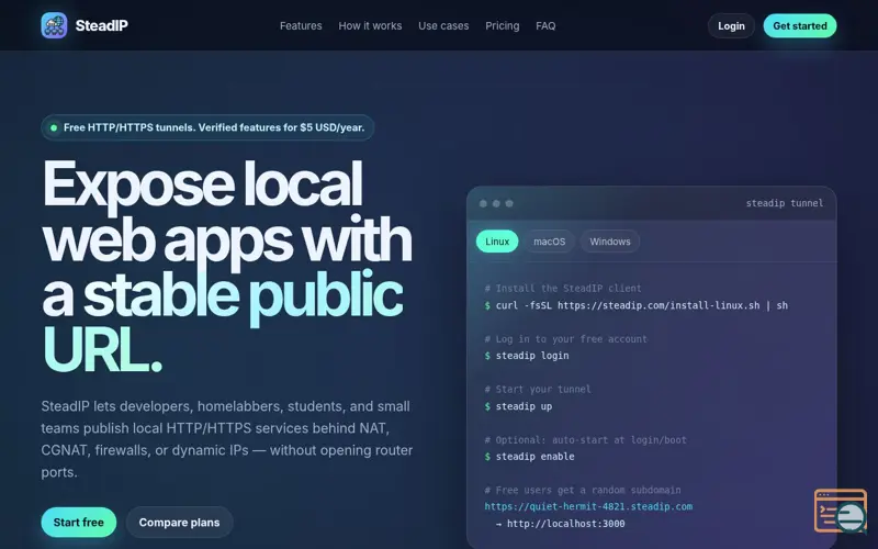 Screenshot of SteadIP