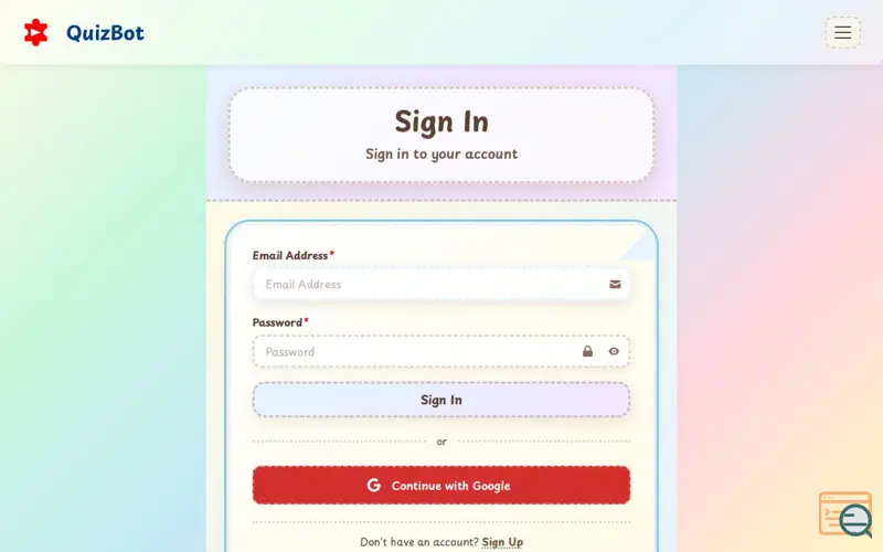 Screenshot of QuizBot