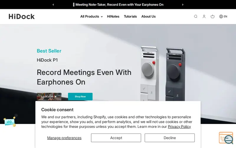 Screenshot of HiDock