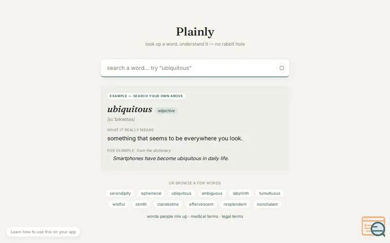 Screenshot of Plainly