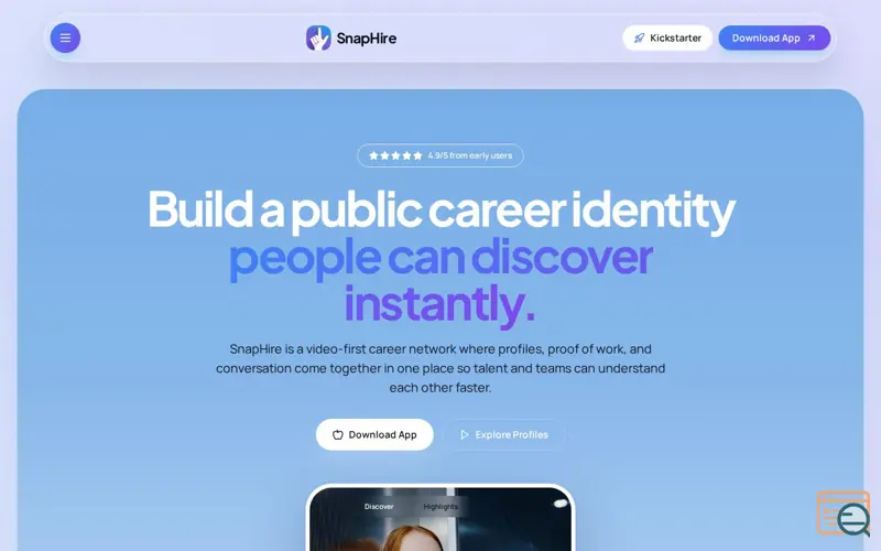Screenshot of SnapHire