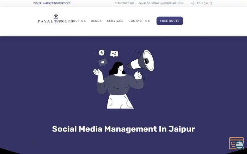 Screenshot of Payal Jangid- social media mangement