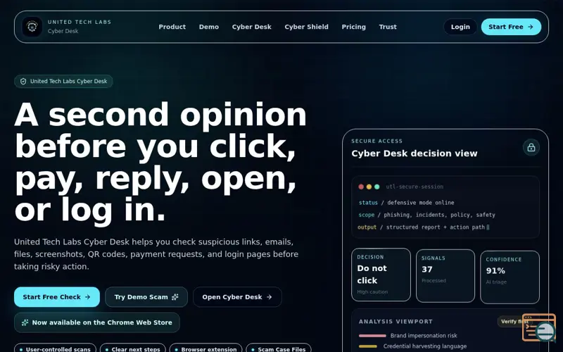 Screenshot of United Tech Labs Cyber Desk