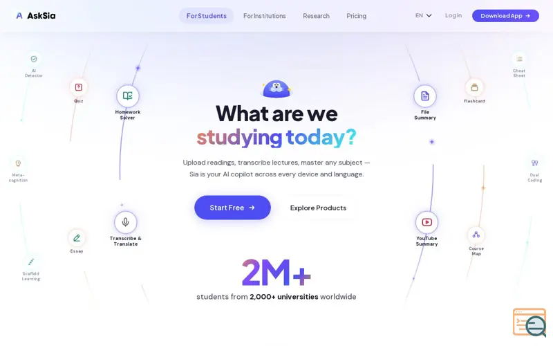 Screenshot of AskSia AI, a launch using PartnerBoost