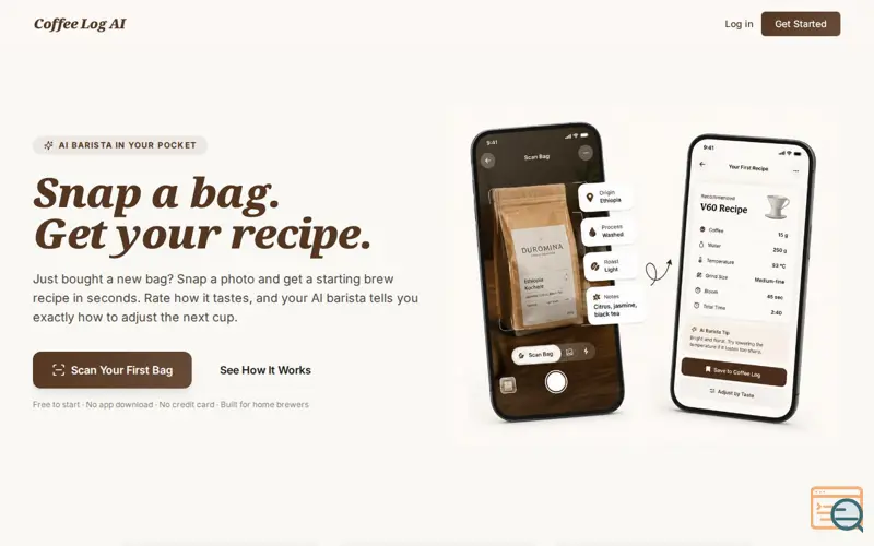 Screenshot of Coffee Log AI Beta Launch