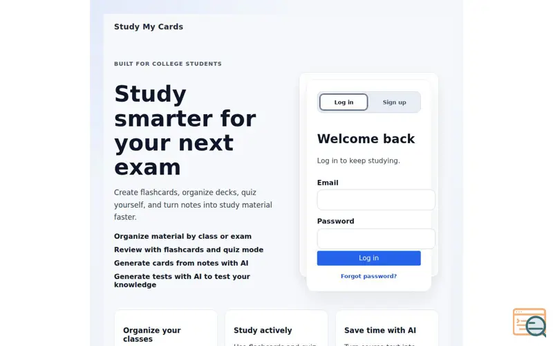Screenshot of Study My Cards