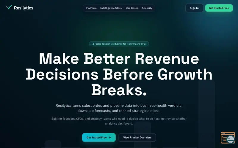 Screenshot of Resilytics -Sales decision intelligence 