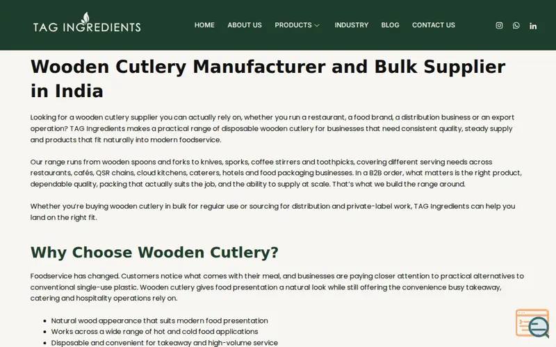 Screenshot of tagingredients.com