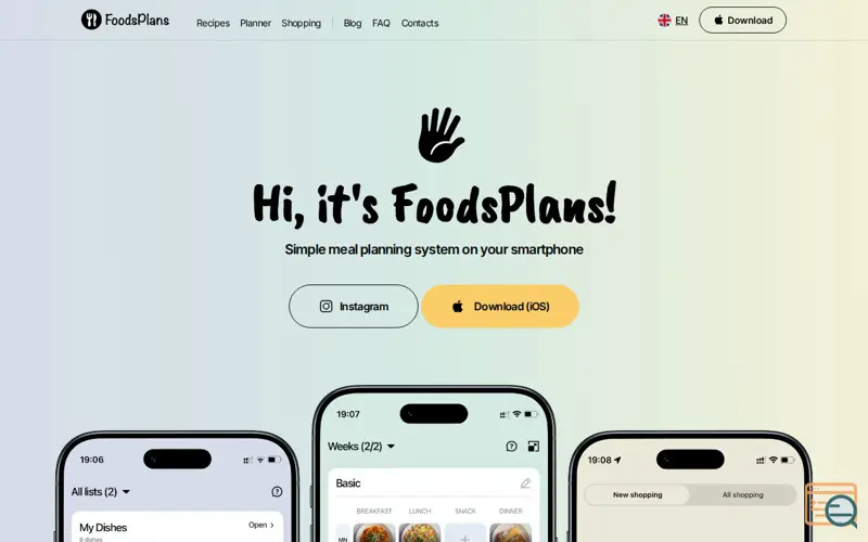 Screenshot of FoodsPlans