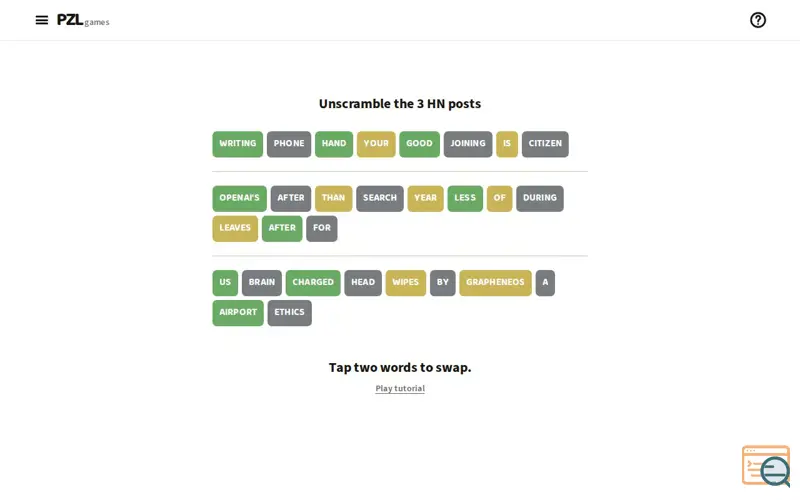 Screenshot of The Hacker News Puzzle