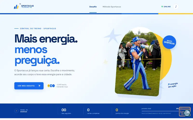 Screenshot of Central de Treino · Sportacus
