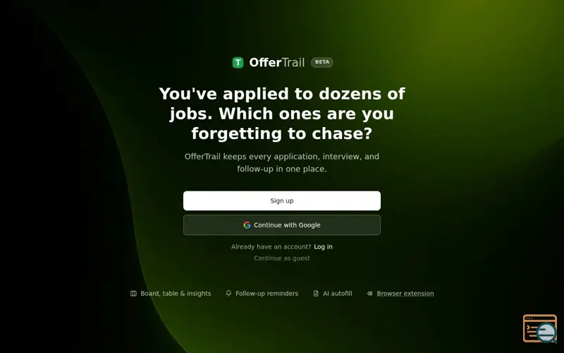 Screenshot of OfferTrail