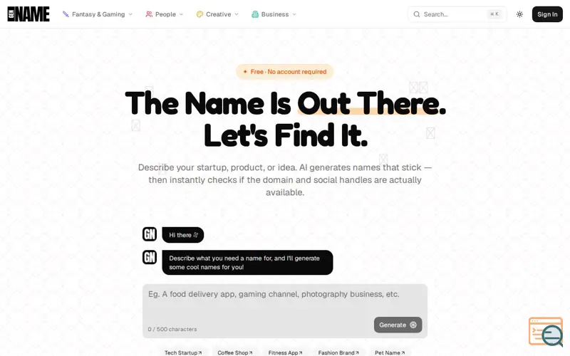 Screenshot of GenName.io