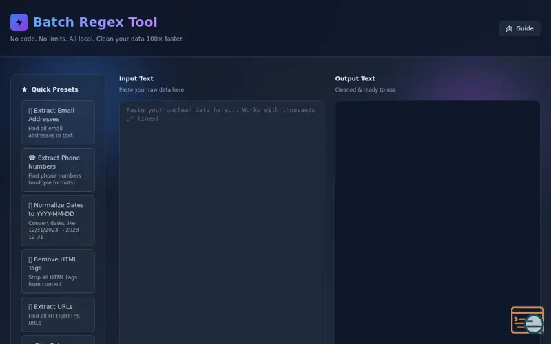 Screenshot of Batch Regex Cleaner