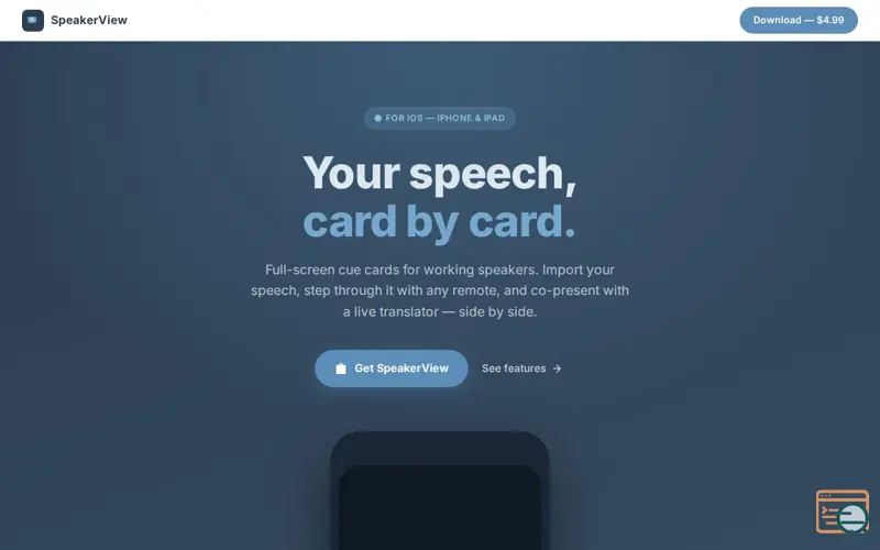 Screenshot of SpeakerView — Your Speech, Card by Card