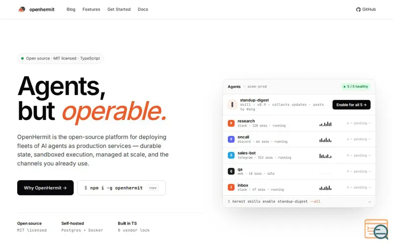 Screenshot of OpenHermit