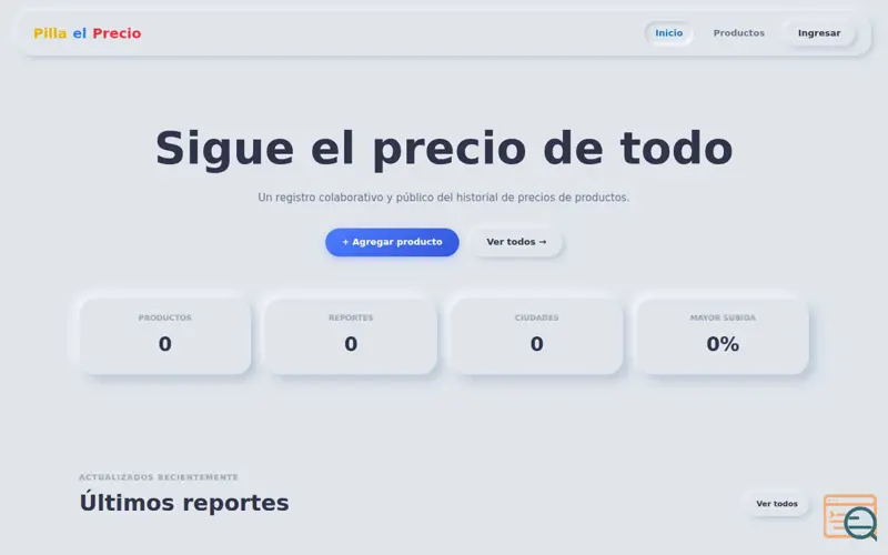 Screenshot of Pilla el Precio — Historial de precios