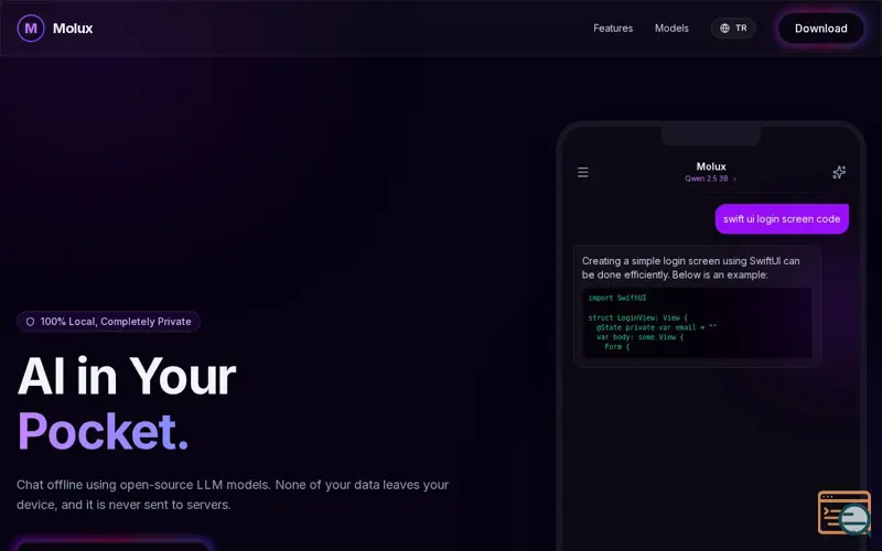Screenshot of Molux: Local & Private AI Chat
