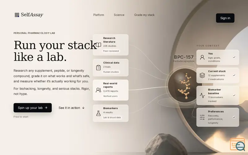 Screenshot of Personal Biohacking Lab