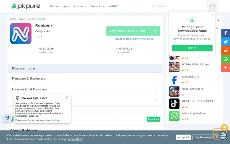 Screenshot of Robipen, a launch using APKPure