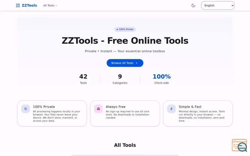 Screenshot of ZZTools - Free Online Tools