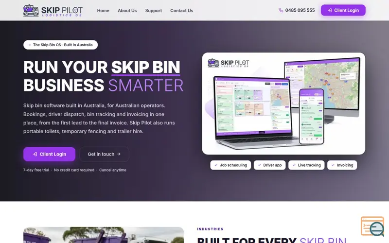 Screenshot of Skip Pilot | Skip Bin Software
