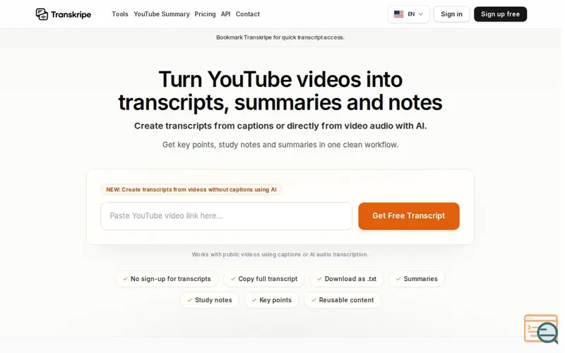 Screenshot of Transkripe